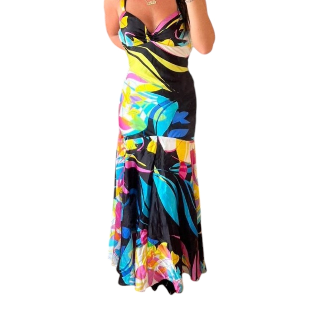 Cache Multicolor Abstract Maxi Dress